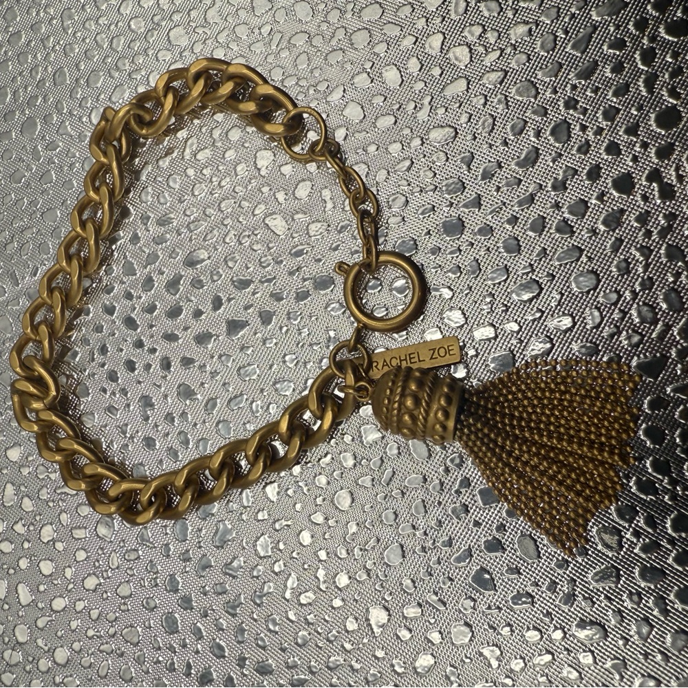 Rachel Zoe Gold Bracelet with Tassel Charm